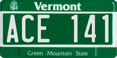 VT license plate ACE141