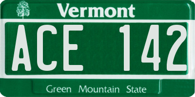 VT license plate ACE142