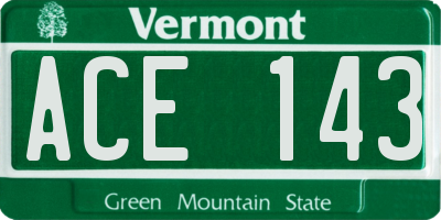 VT license plate ACE143