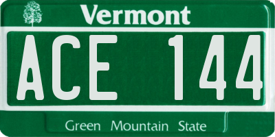 VT license plate ACE144