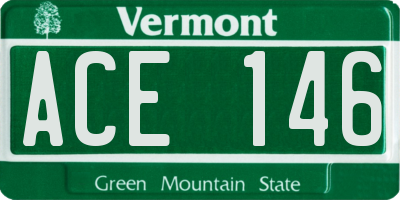 VT license plate ACE146