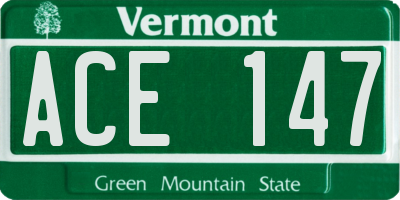 VT license plate ACE147