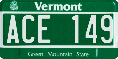 VT license plate ACE149