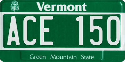 VT license plate ACE150