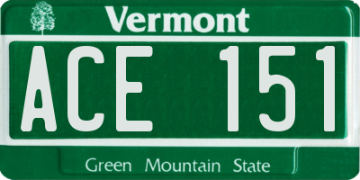 VT license plate ACE151