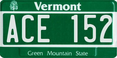 VT license plate ACE152