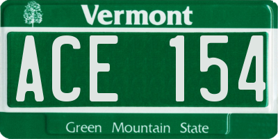 VT license plate ACE154