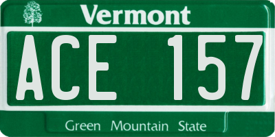 VT license plate ACE157