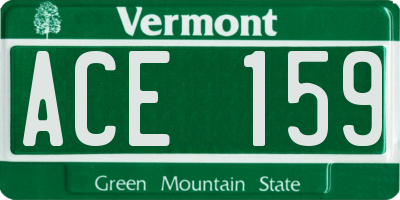 VT license plate ACE159