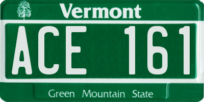 VT license plate ACE161