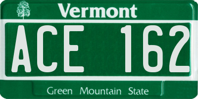 VT license plate ACE162