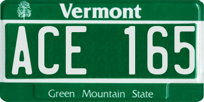 VT license plate ACE165