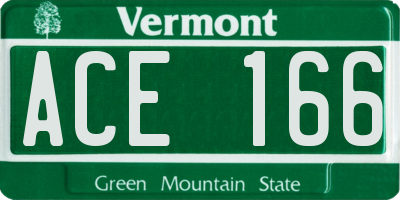 VT license plate ACE166