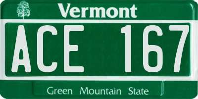 VT license plate ACE167