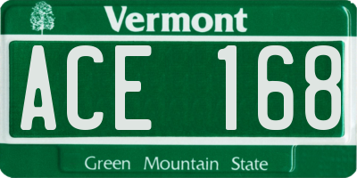 VT license plate ACE168