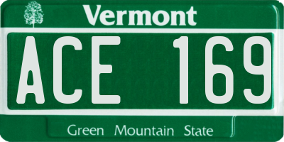 VT license plate ACE169