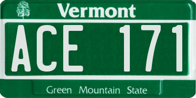 VT license plate ACE171