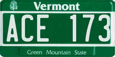 VT license plate ACE173