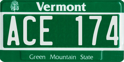 VT license plate ACE174