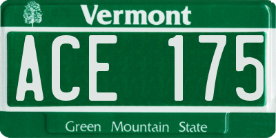 VT license plate ACE175