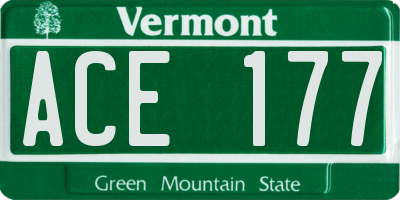 VT license plate ACE177