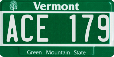 VT license plate ACE179