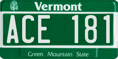 VT license plate ACE181