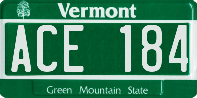 VT license plate ACE184