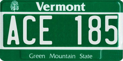 VT license plate ACE185