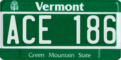 VT license plate ACE186