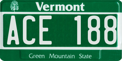 VT license plate ACE188