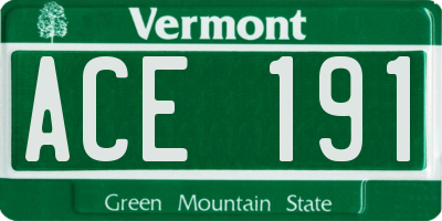 VT license plate ACE191