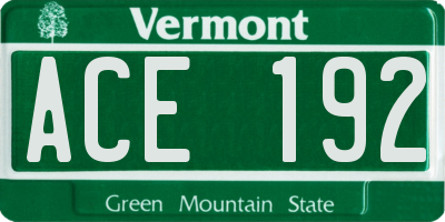 VT license plate ACE192