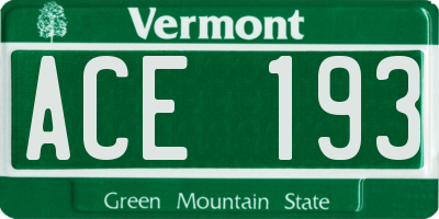 VT license plate ACE193