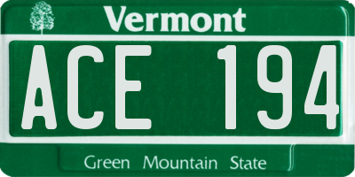 VT license plate ACE194