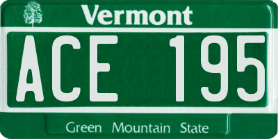 VT license plate ACE195