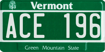 VT license plate ACE196