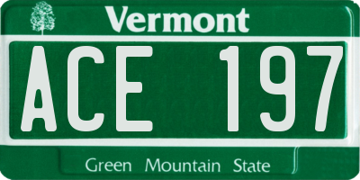 VT license plate ACE197