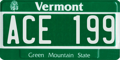 VT license plate ACE199