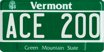 VT license plate ACE200