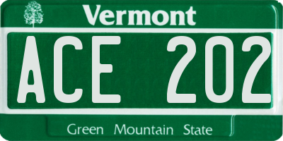 VT license plate ACE202