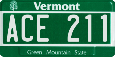 VT license plate ACE211