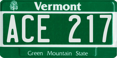 VT license plate ACE217