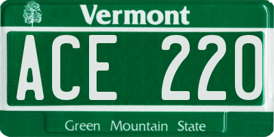 VT license plate ACE220