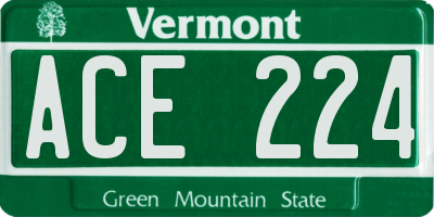 VT license plate ACE224