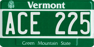 VT license plate ACE225