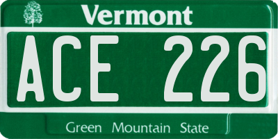 VT license plate ACE226