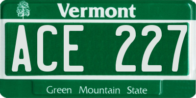 VT license plate ACE227