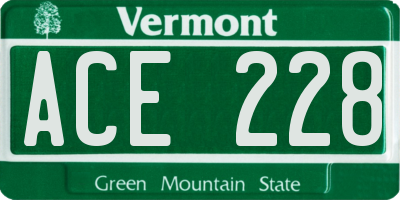 VT license plate ACE228