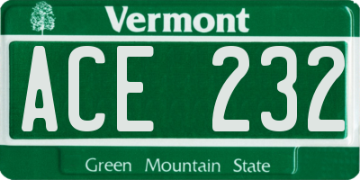 VT license plate ACE232